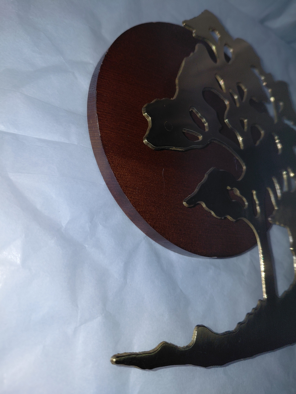 1989 House of Lloyd 7" wall plaque solid brass bonsai tree wood Sun Background - Picture 5 of 5